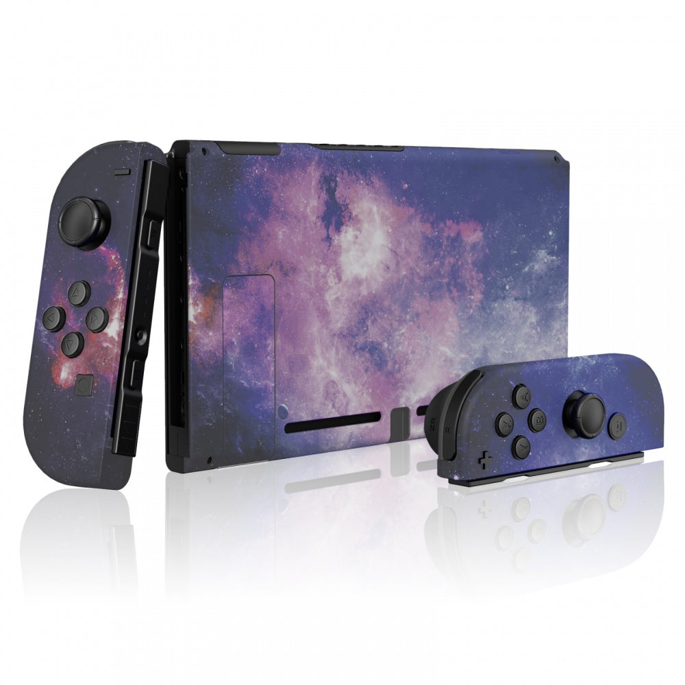 eXtremeRate Retail Nubula Galaxy Back Plate for Nintendo Switch Console, NS Joycon Handheld Controller Housing with Colorful Buttons, DIY Replacement Shell for Nintendo Switch - QT113