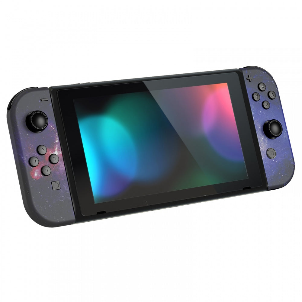 eXtremeRate Retail Nubula Galaxy Back Plate for Nintendo Switch Console, NS Joycon Handheld Controller Housing with Colorful Buttons, DIY Replacement Shell for Nintendo Switch - QT113
