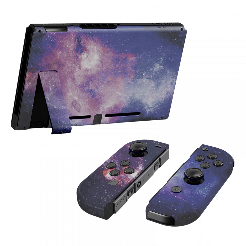 eXtremeRate Retail Nubula Galaxy Back Plate for Nintendo Switch Console, NS Joycon Handheld Controller Housing with Colorful Buttons, DIY Replacement Shell for Nintendo Switch - QT113