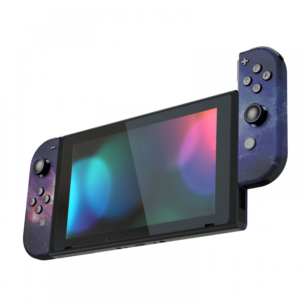 eXtremeRate Retail Nubula Galaxy Back Plate for Nintendo Switch Console, NS Joycon Handheld Controller Housing with Colorful Buttons, DIY Replacement Shell for Nintendo Switch - QT113