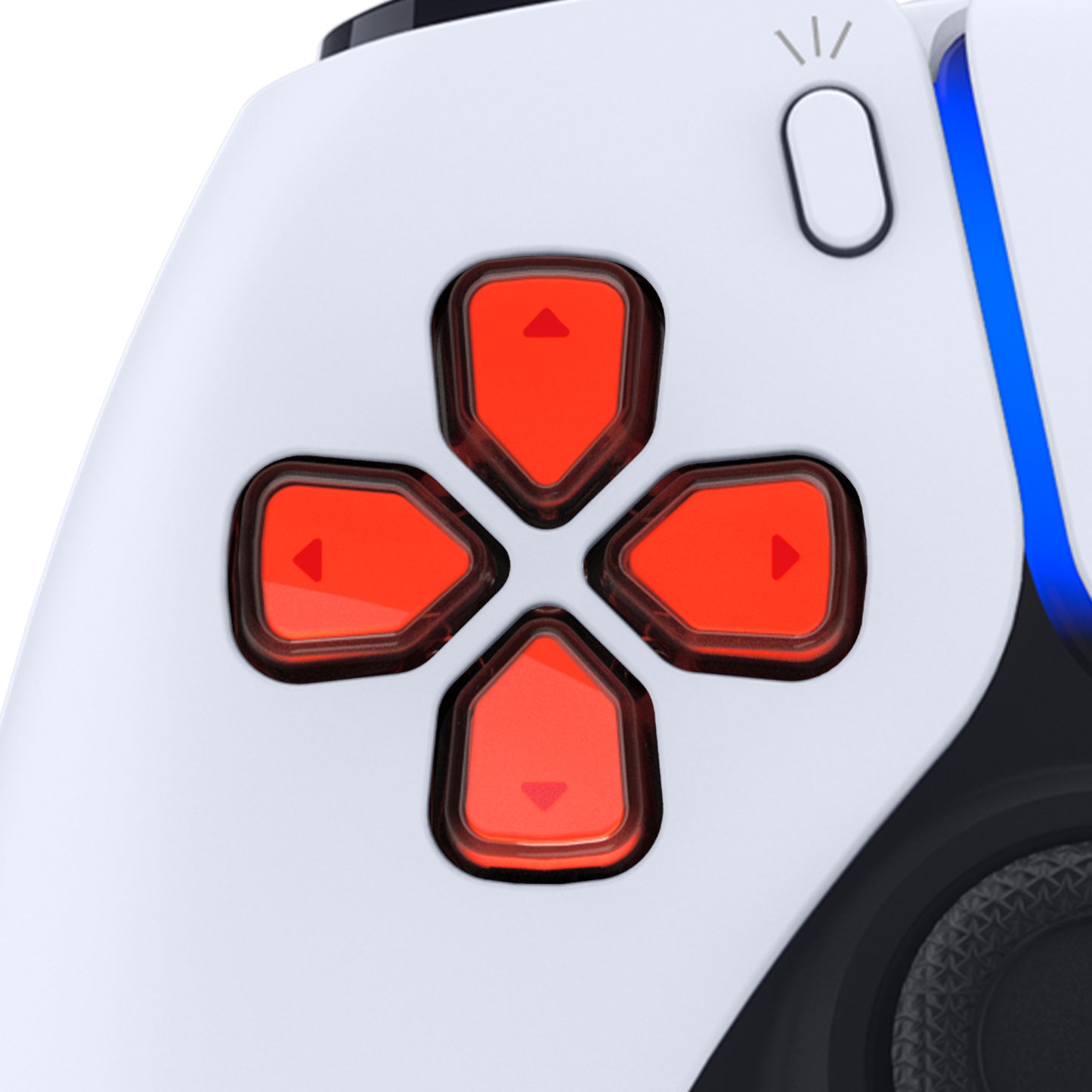 eXtremeRate Retail Replacement Custom Dpad Action Buttons Three-Tone Orange & Clear With Redesigned Symbols D-pad Face Buttons For ps5 Controller - JPFF008