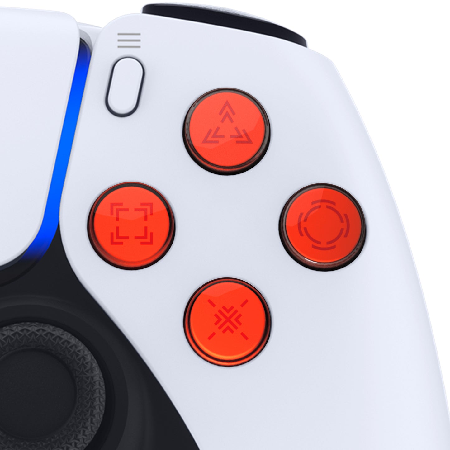 eXtremeRate Retail Replacement Custom Dpad Action Buttons Three-Tone Orange & Clear With Redesigned Symbols D-pad Face Buttons For ps5 Controller - JPFF008