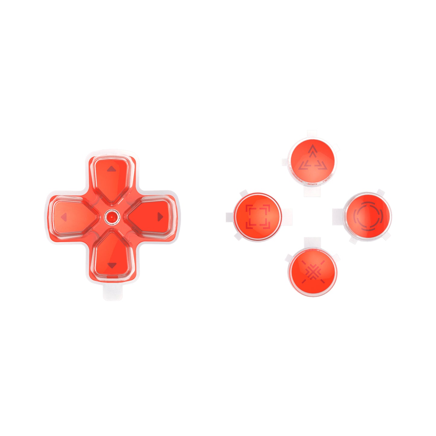eXtremeRate Retail Replacement Custom Dpad Action Buttons Three-Tone Orange & Clear With Redesigned Symbols D-pad Face Buttons For ps5 Controller - JPFF008