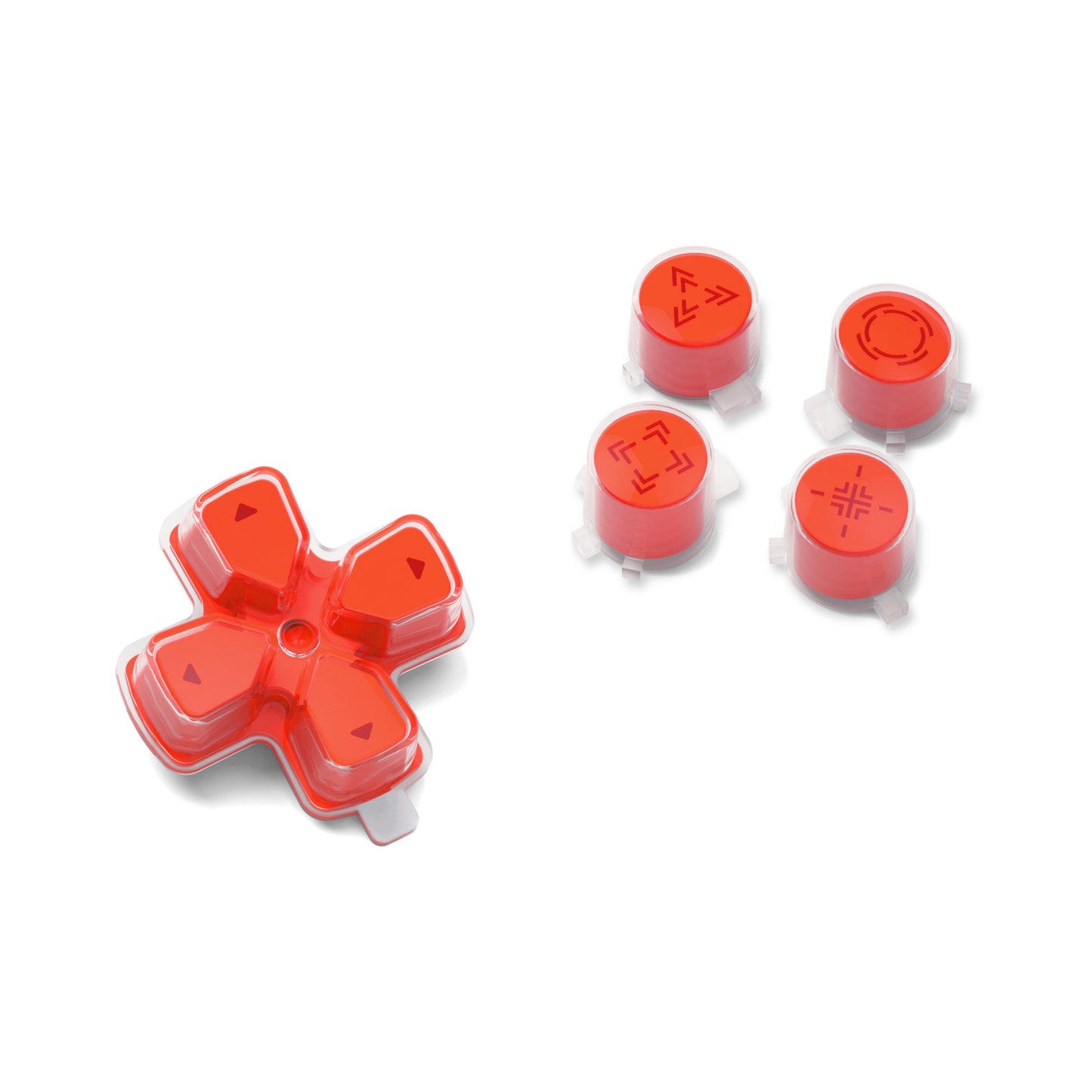 eXtremeRate Retail Replacement Custom Dpad Action Buttons Three-Tone Orange & Clear With Redesigned Symbols D-pad Face Buttons For ps5 Controller - JPFF008