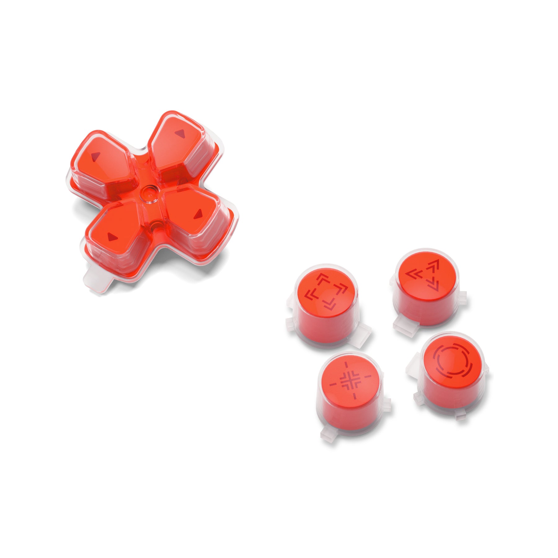 eXtremeRate Retail Replacement Custom Dpad Action Buttons Three-Tone Orange & Clear With Redesigned Symbols D-pad Face Buttons For ps5 Controller - JPFF008