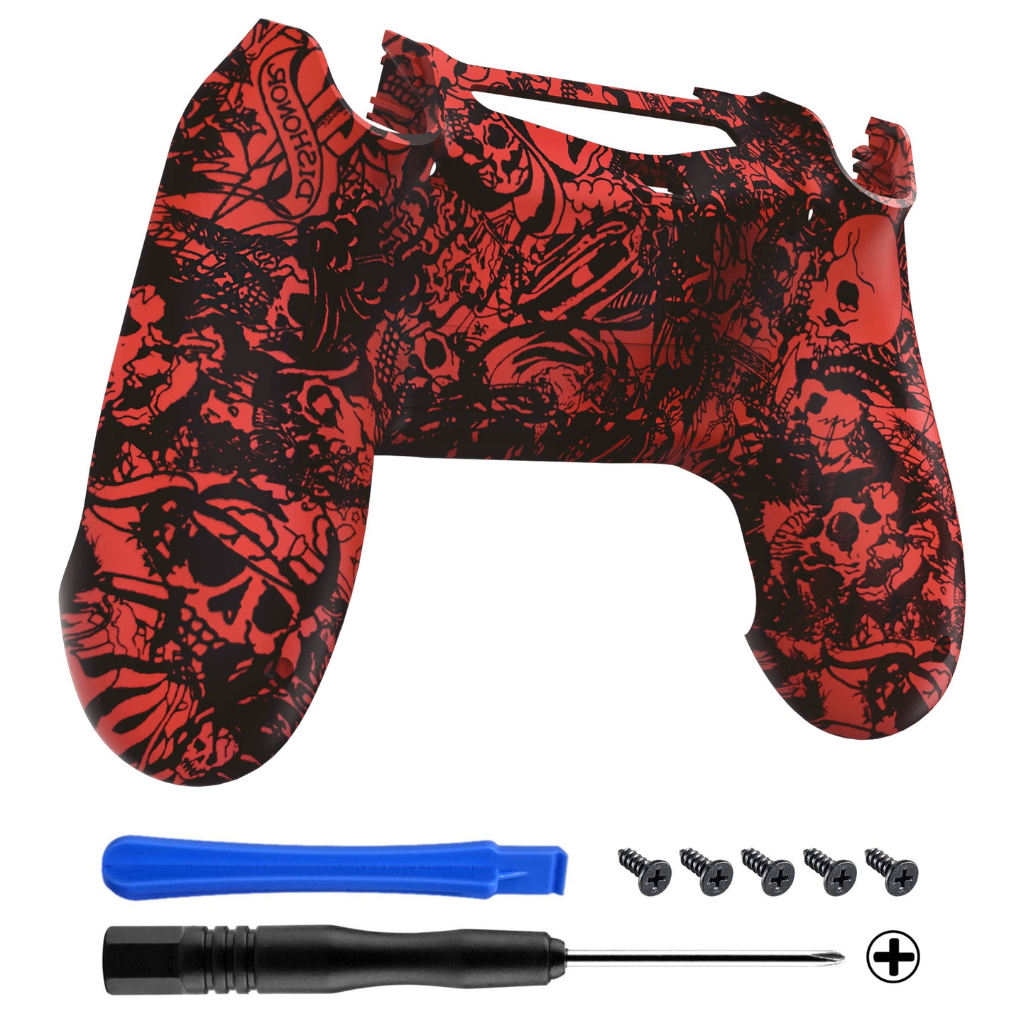 eXtremeRate Retail Demons and Monsters Bottom Shell, Soft Touch Back Housing Case Cover, Game Improvement Replacement Parts for ps4 Slim Pro Controller JDM-040, JDM-050 and JDM-055 - SP4BS04