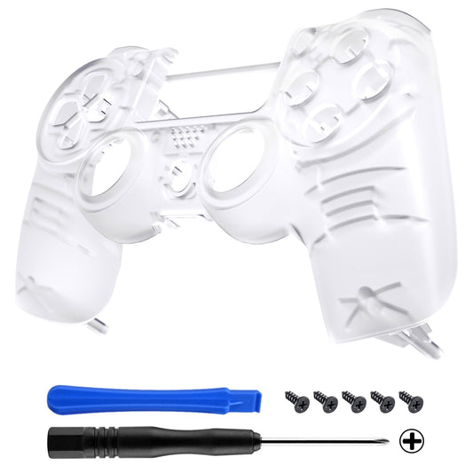 eXtremeRate Retail Transparent Clear Faceplate Cover Front Housing Shell Matte Replacement Kit for  for ps4 Pro Slim Controller (CUH-ZCT2 JDM-040 JDM-050 JDM-055) - SP4FM01