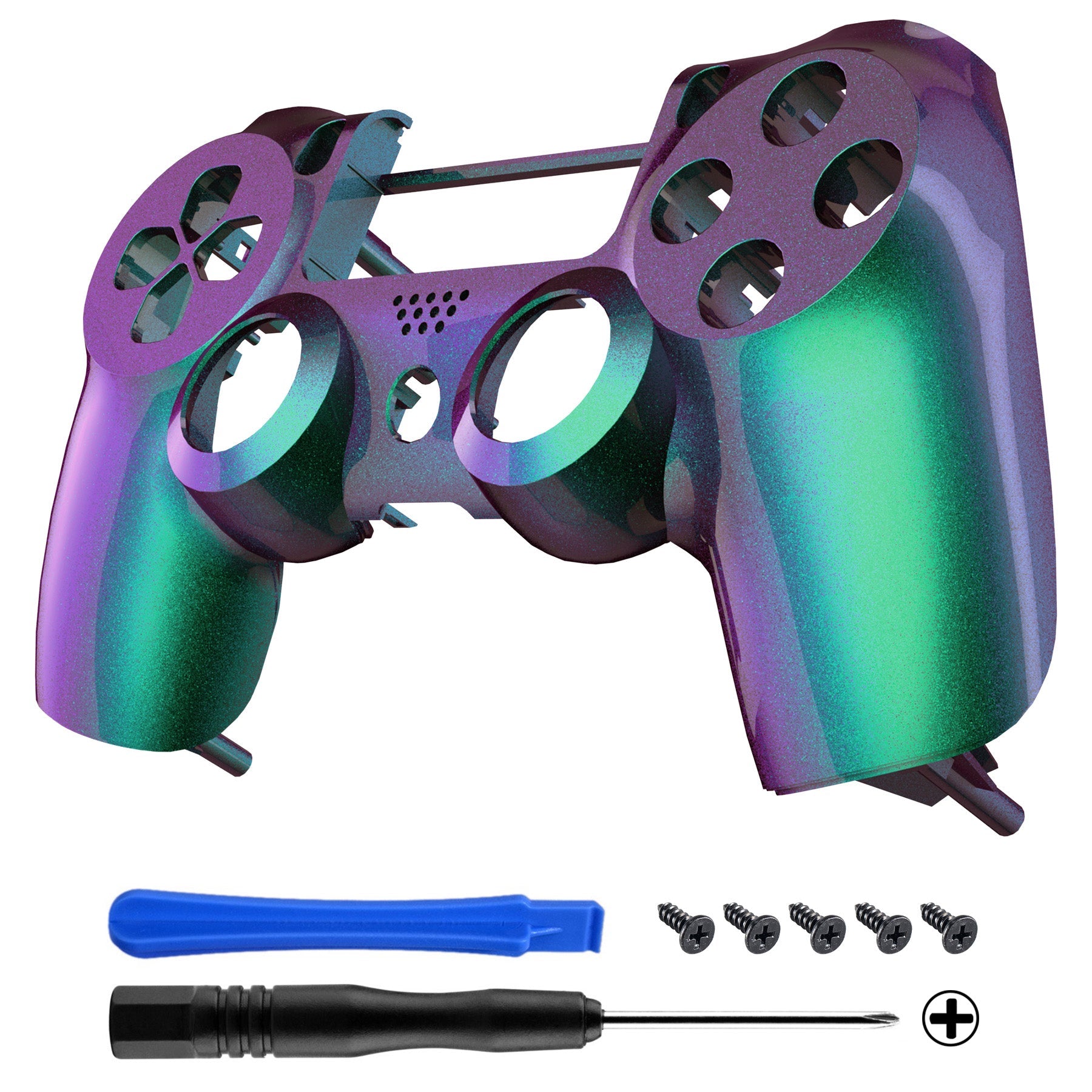 eXtremeRate Chameleon Green Purple Glossy Replacement Front