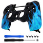 eXtremeRate Retail Blue Fire Flame Front Housing Shell Faceplate for ps4 Slim Pro Controller (CUH-ZCT2 JDM-040 JDM-050 JDM-055) - SP4FT06