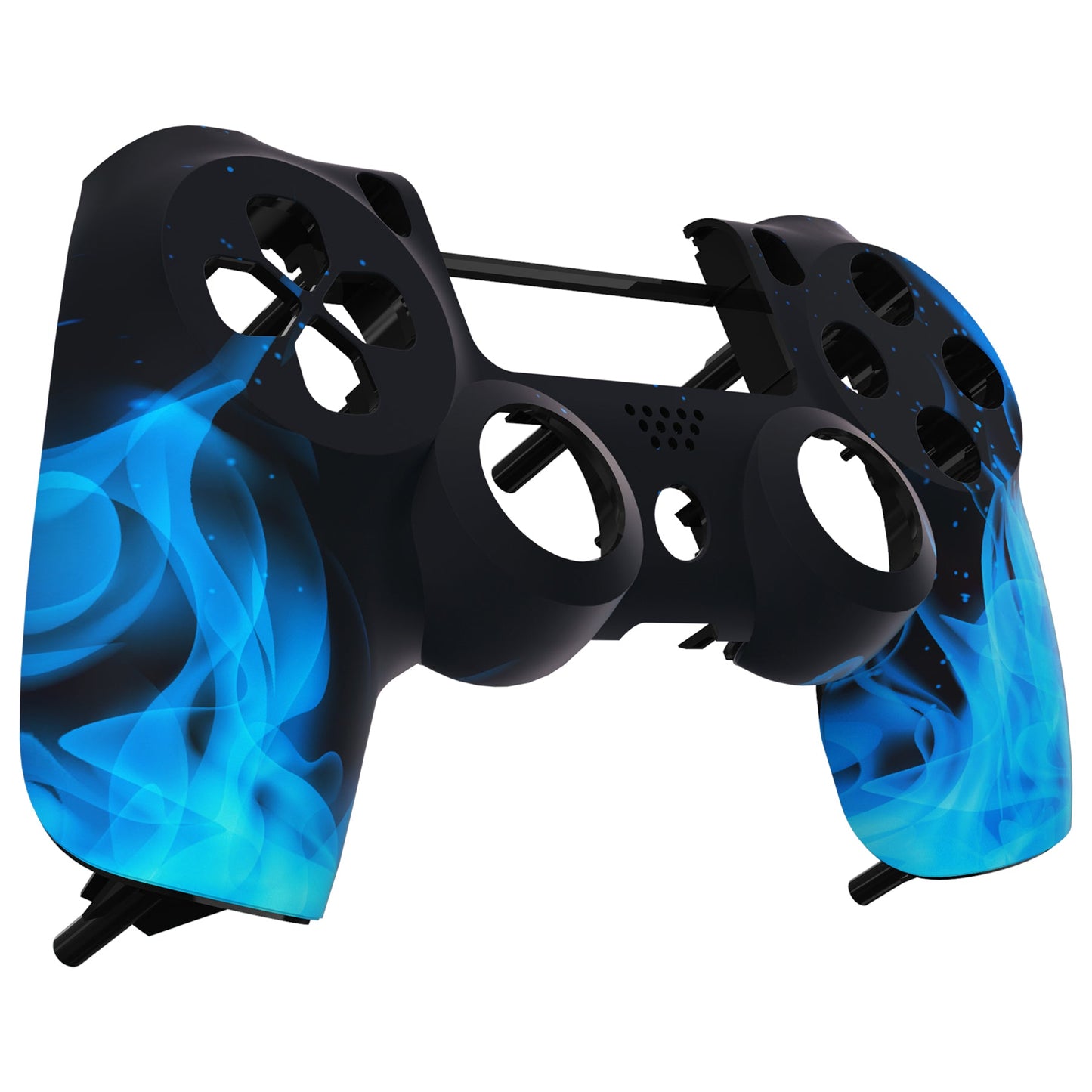 eXtremeRate Retail Blue Fire Flame Front Housing Shell Faceplate for ps4 Slim Pro Controller (CUH-ZCT2 JDM-040 JDM-050 JDM-055) - SP4FT06