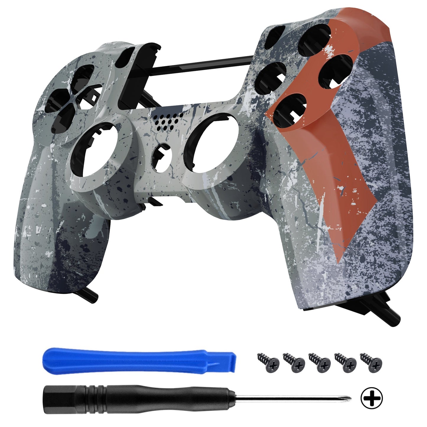 eXtremeRate Retail Patterned Hydro Dipped Front Housing Shell Case for ps4 Slim Pro Game Controller (CUH-ZCT2 JDM-040 JDM-050 JDM-055) - SP4FT25