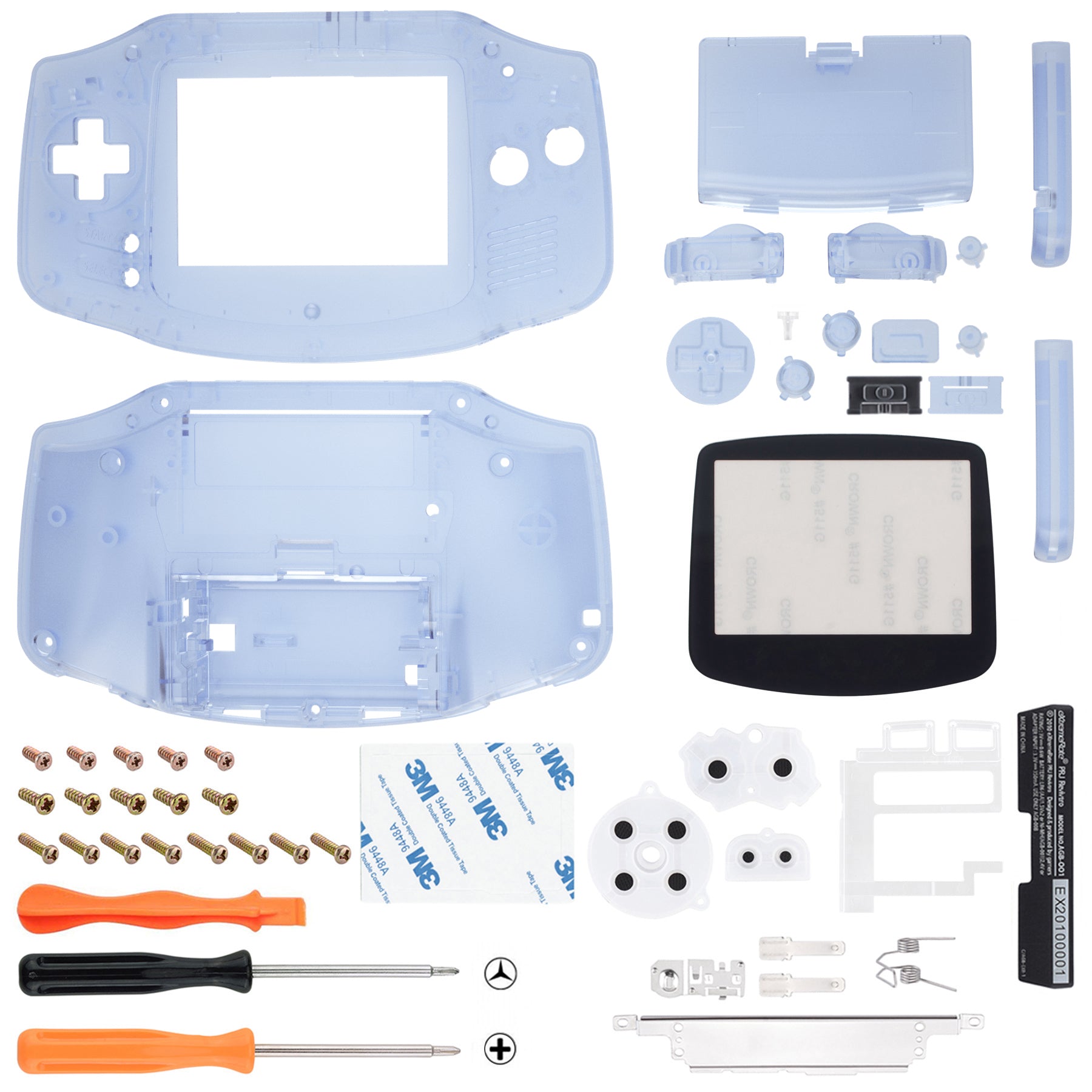 eXtremeRate Retail IPS Ready Upgraded eXtremeRate Glacier Blue Replacement Shell Full Housing Cover & Black Screen Lens for Gameboy Advance – Compatible with Both IPS & Standard LCD – Console & IPS Screen NOT Included - TAGM5006B
