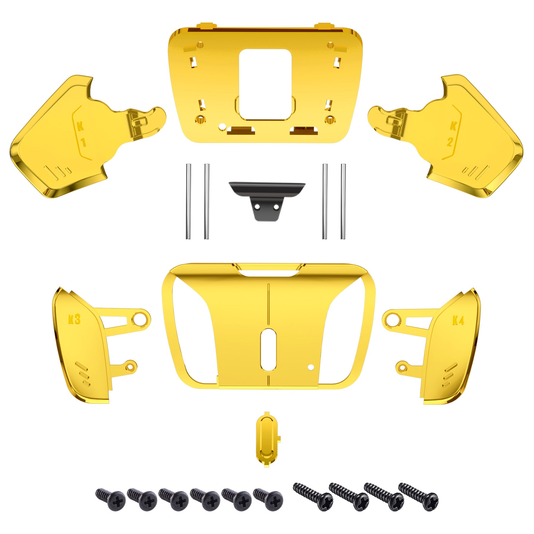 eXtremeRate Retail Chrome Gold Replacement Redesigned K1 K2 K3 K4 Back Buttons Housing Shell for PS5 Controller eXtremeRate RISE4 Remap Kit - Controller & RISE4 Remap Board NOT Included - VPFD4001