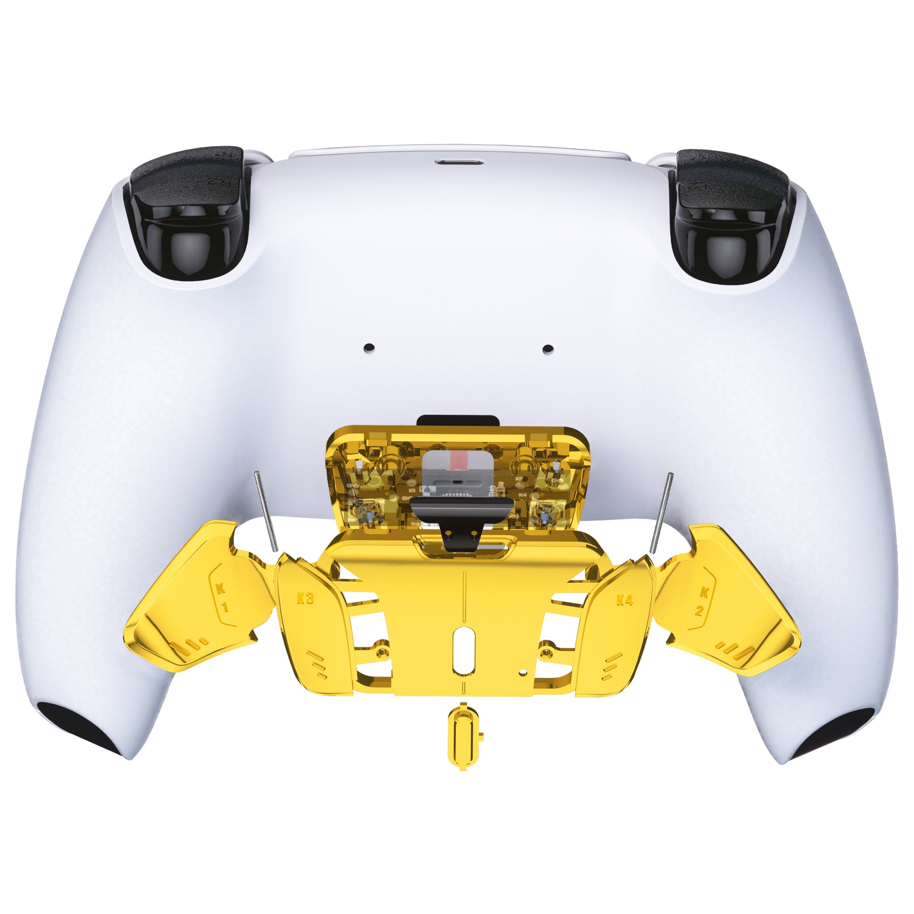 eXtremeRate Retail Chrome Gold Replacement Redesigned K1 K2 K3 K4 Back Buttons Housing Shell for PS5 Controller eXtremeRate RISE4 Remap Kit - Controller & RISE4 Remap Board NOT Included - VPFD4001