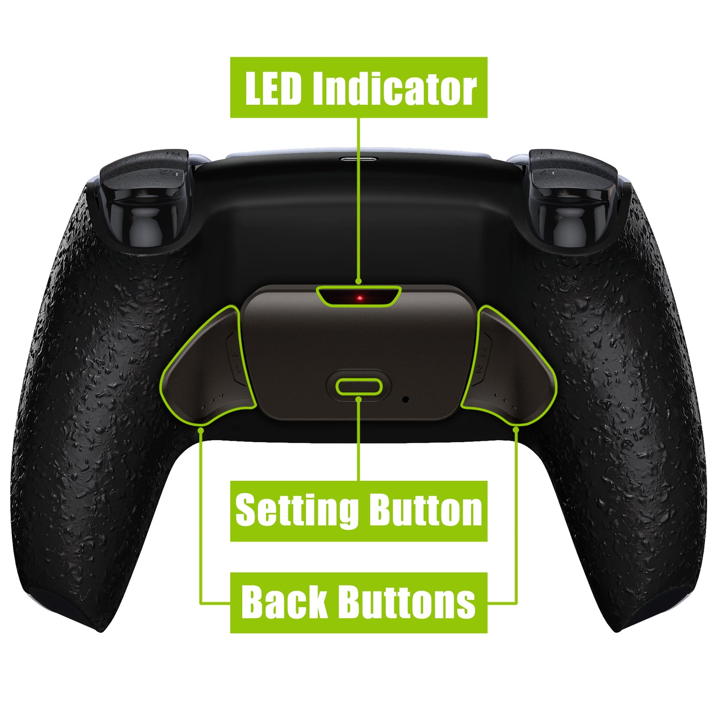 eXtremeRate Retail Textured Black Real Metal Buttons (RMB) Version RISE Remap Kit for PS5 Controller BDM-030, Upgrade Board & Redesigned Back Shell & Remappable Back Buttons Set for PS5 Controller - XPFJ7002G3