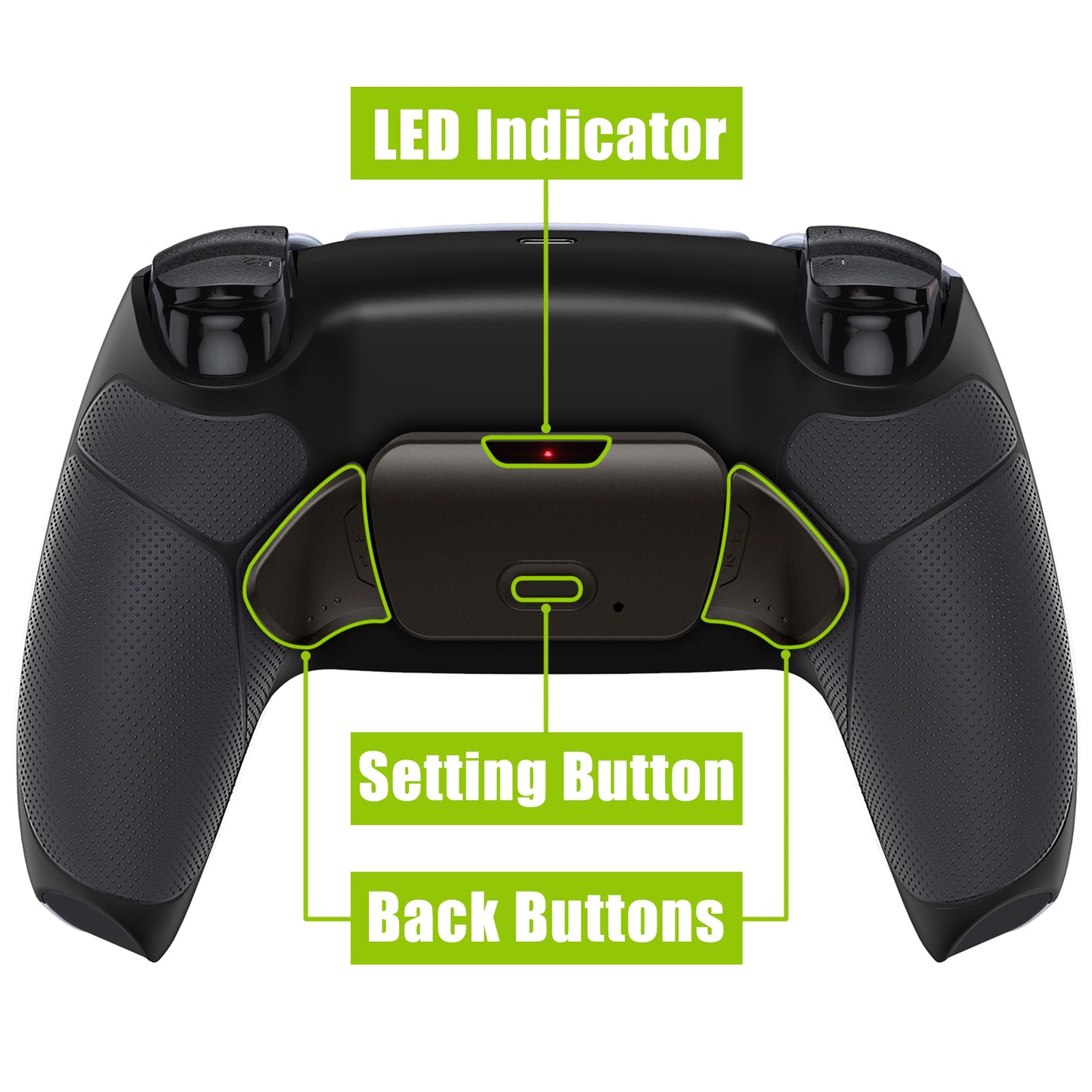 eXtremeRate Retail Black Real Metal Buttons (RMB) Version RISE Remap Kit for PS5 Controller BDM-030 with Black Rubberized Grip Back Shell, Upgraded Remappable Back Buttons Attachment for PS5 Controller - XPFJ7005G3