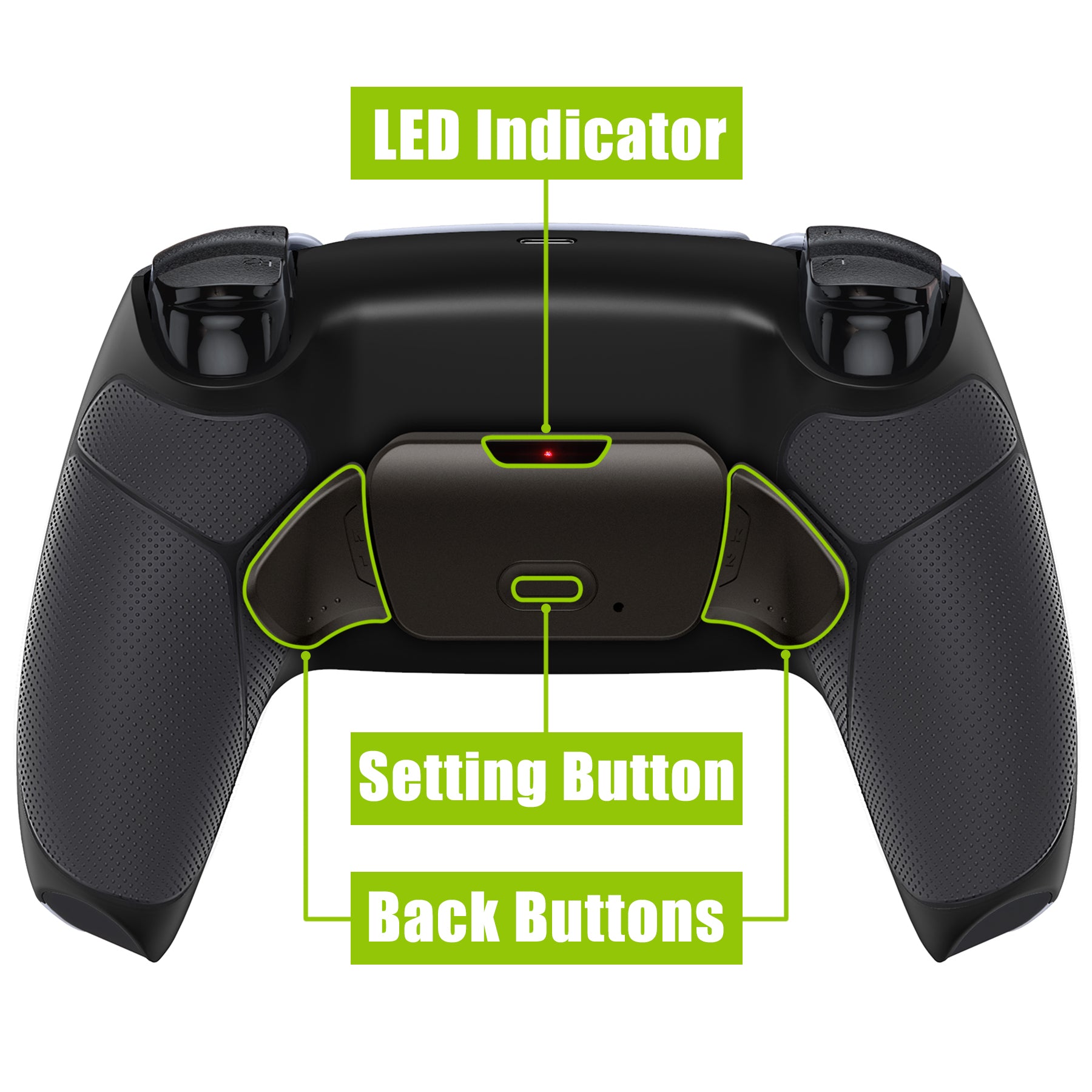 eXtremeRate Retail Black Real Metal Buttons (RMB) Version RISE Remap Kit for PS5 Controller BDM-030 with Black Rubberized Grip Back Shell, Upgraded Remappable Back Buttons Attachment for PS5 Controller - XPFJ7005G3