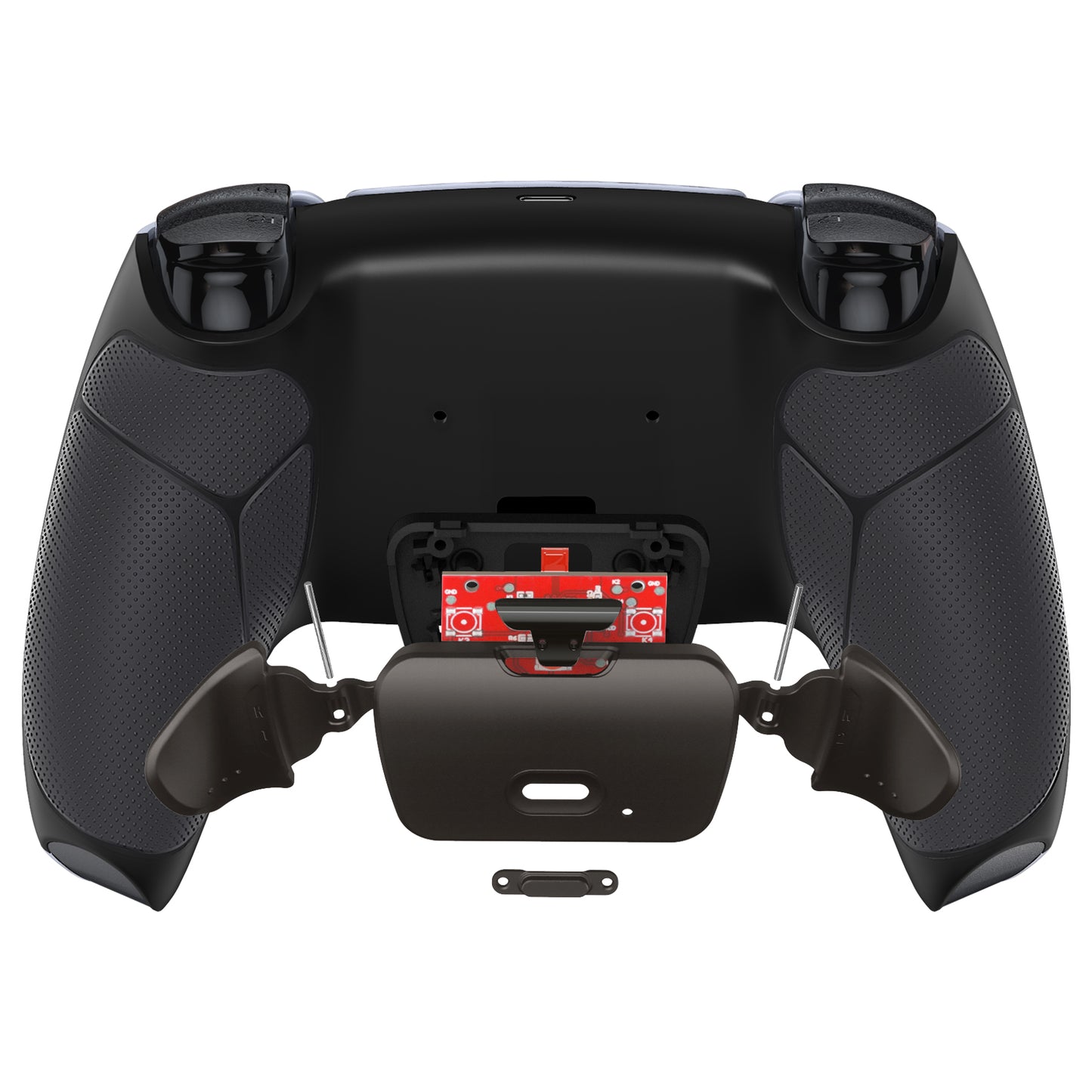 eXtremeRate Retail Black Real Metal Buttons (RMB) Version RISE Remap Kit for PS5 Controller BDM-030 with Black Rubberized Grip Back Shell, Upgraded Remappable Back Buttons Attachment for PS5 Controller - XPFJ7005G3