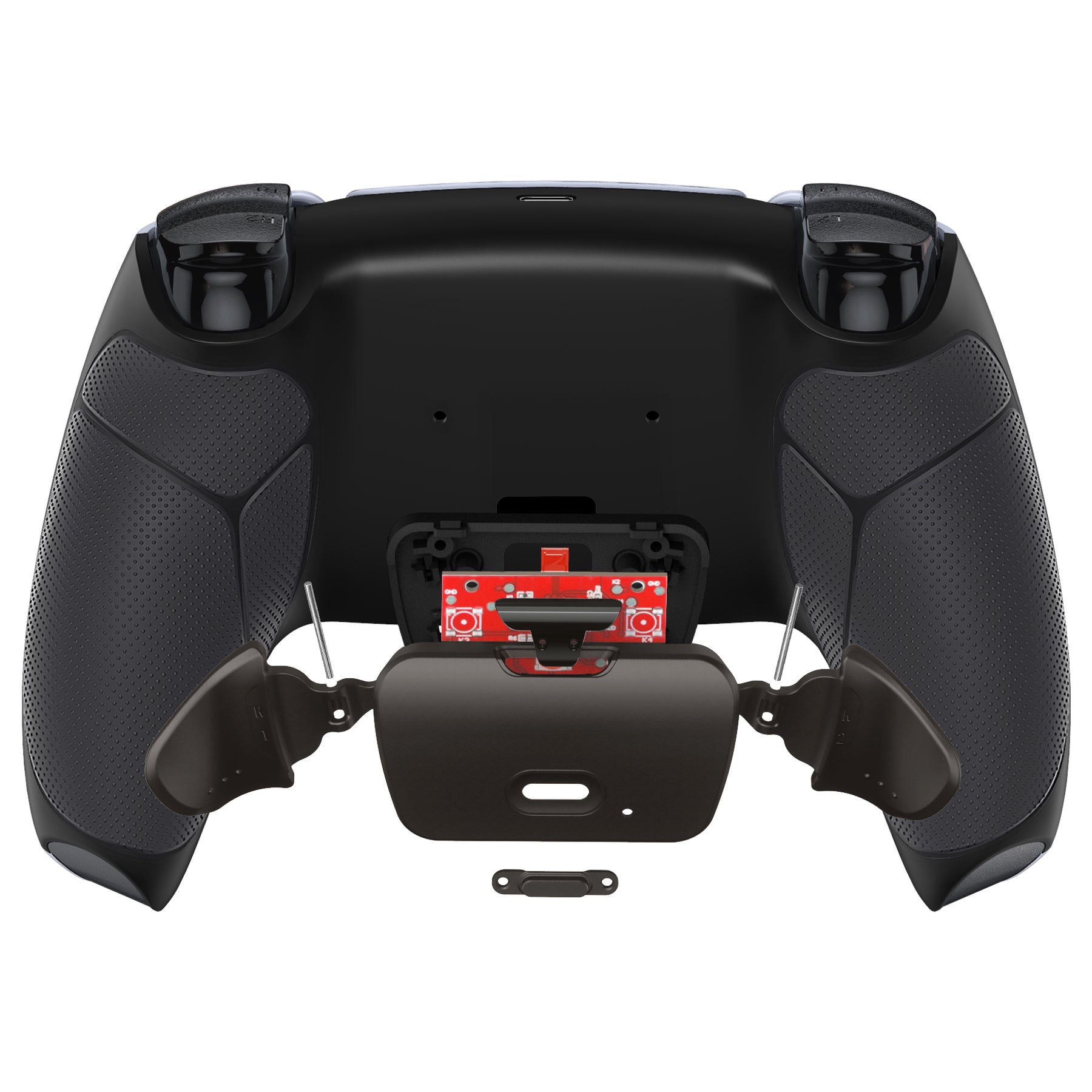 eXtremeRate Retail Black Real Metal Buttons (RMB) Version RISE Remap Kit for PS5 Controller BDM-030 with Black Rubberized Grip Back Shell, Upgraded Remappable Back Buttons Attachment for PS5 Controller - XPFJ7005G3
