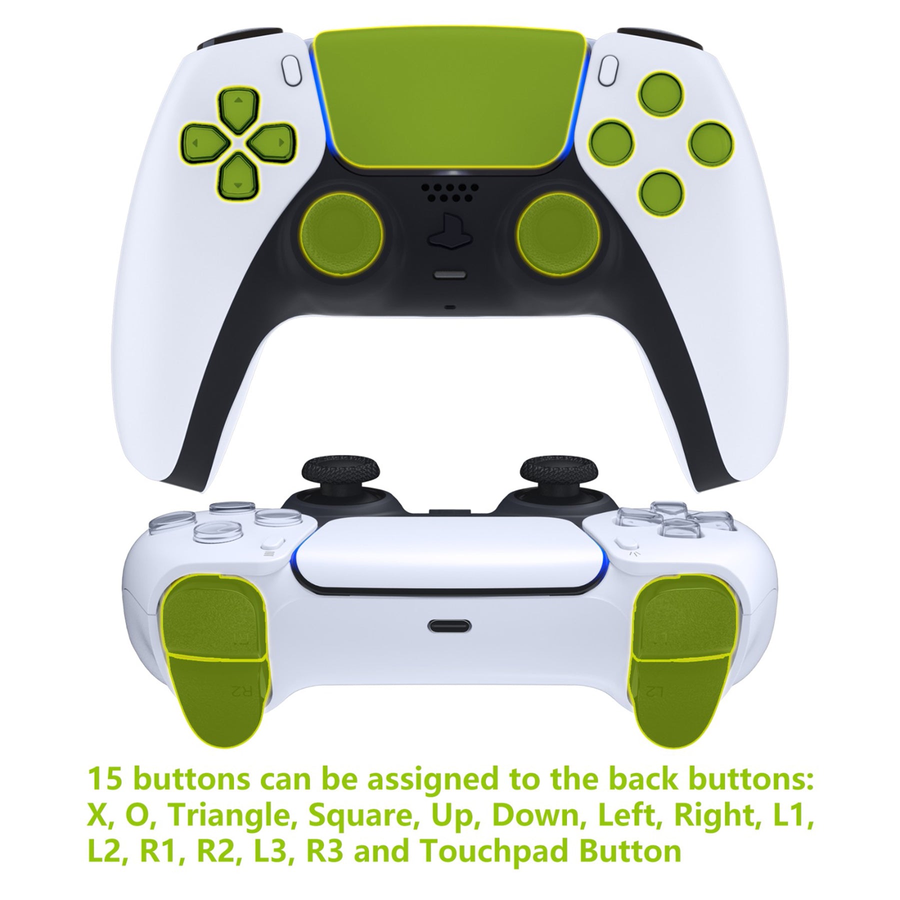 eXtremeRate Retail Silver Real Metal Buttons (RMB) Version RISE Remap Kit for PS5 Controller BDM-030 with Gray Rubberized Grip White Redesigned Back Shell, Upgraded Remappable Back Buttons Attachment for PS5 Controller - XPFJ7006G3