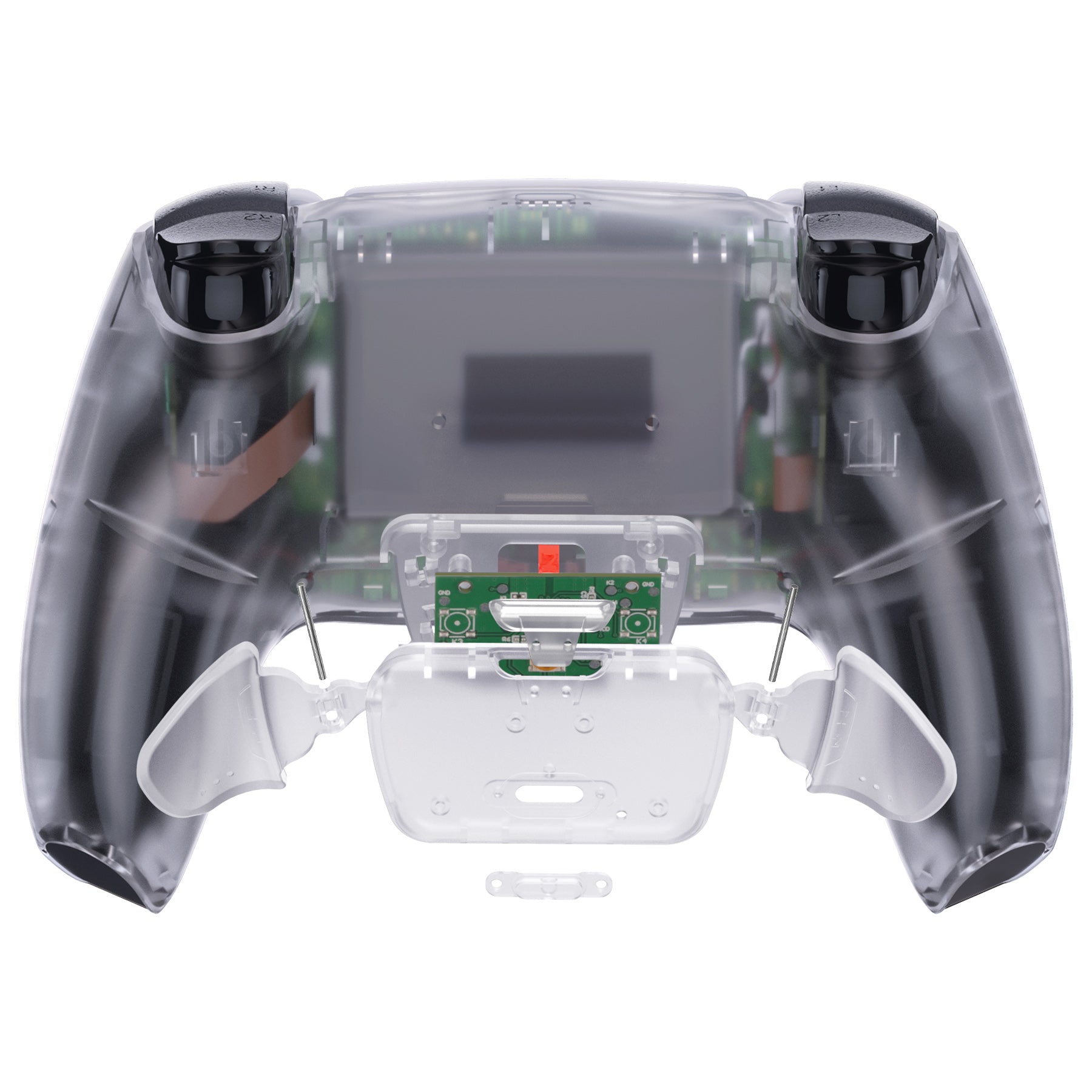 eXtremeRate Retail Clear Back Paddles Remappable Rise Remap Kit for ps5 Controller with Upgrade Board & Redesigned Back Shell & Back Buttons Attachment for ps5 Controller BDM-010 & BDM-020 - XPFM5001G2
