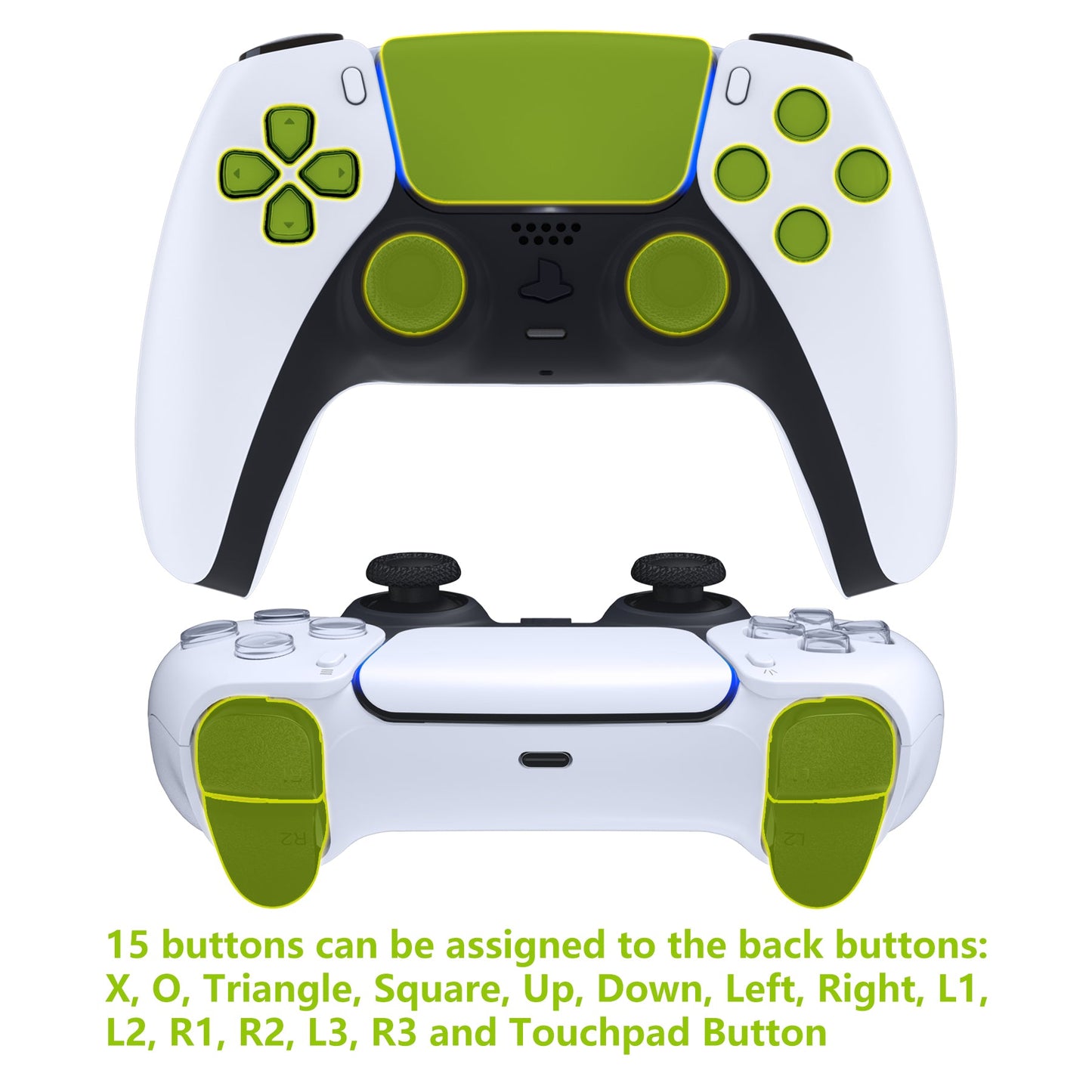 eXtremeRate Retail Clear Back Paddles Remappable Rise Remap Kit for ps5 Controller with Upgrade Board & Redesigned Back Shell & Back Buttons Attachment for ps5 Controller BDM-010 & BDM-020 - XPFM5001G2