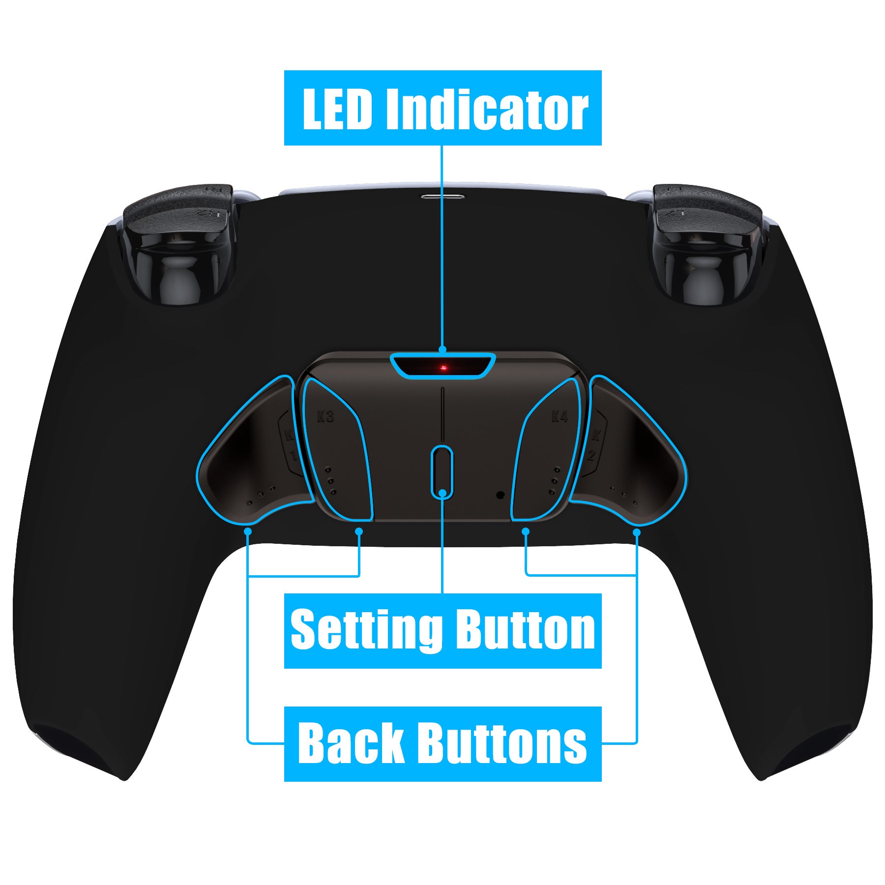 eXtremeRate Retail Black Remappable Real Metal Buttons (RMB) Version RISE4 Remap Kit for PS5 Controller BDM-030, Upgrade Board & Redesigned Back Shell & 4 Back Buttons for PS5 Controller - YPFJ7005G3
