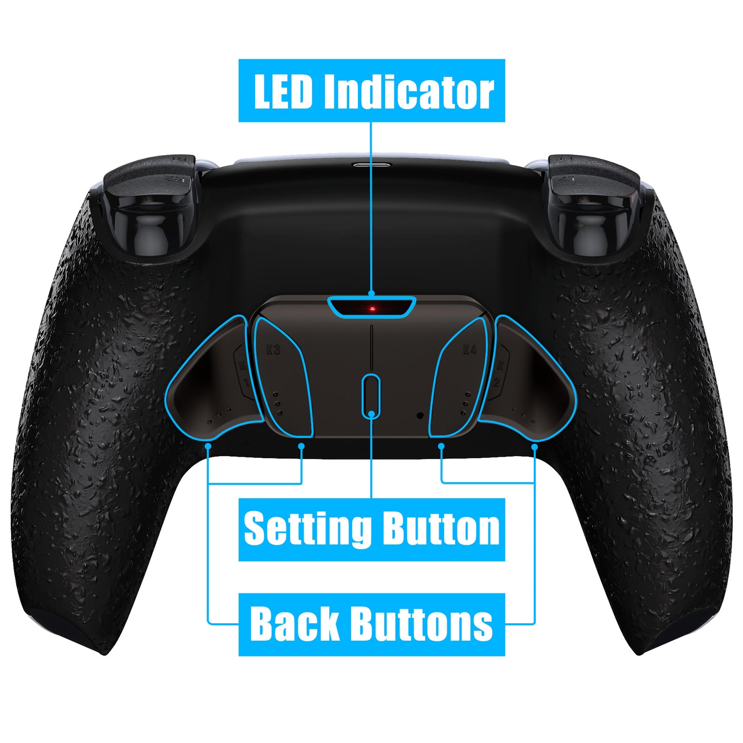 eXtremeRate Retail Black Real Metal Buttons (RMB) Version RISE4 Remap Kit for PS5 Controller BDM-030 with Textured Black Redesigned Back Shell, Upgrade Board & 4 Back Buttons for PS5 Controller - YPFJ7006G3