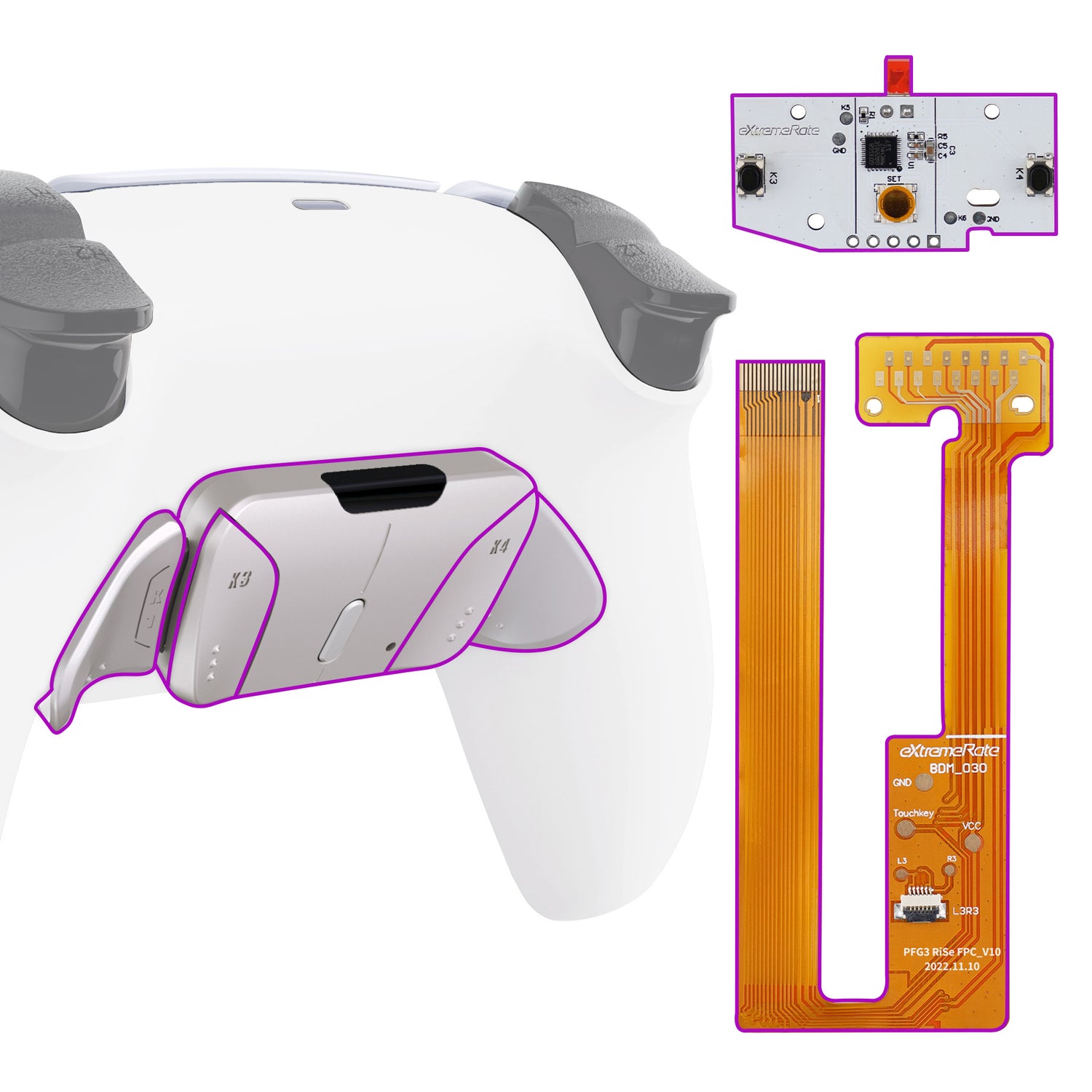 Real Metal Buttons (RMB) Version RISE4 Remap Kit for PS5 Controller BDM-030/040/050