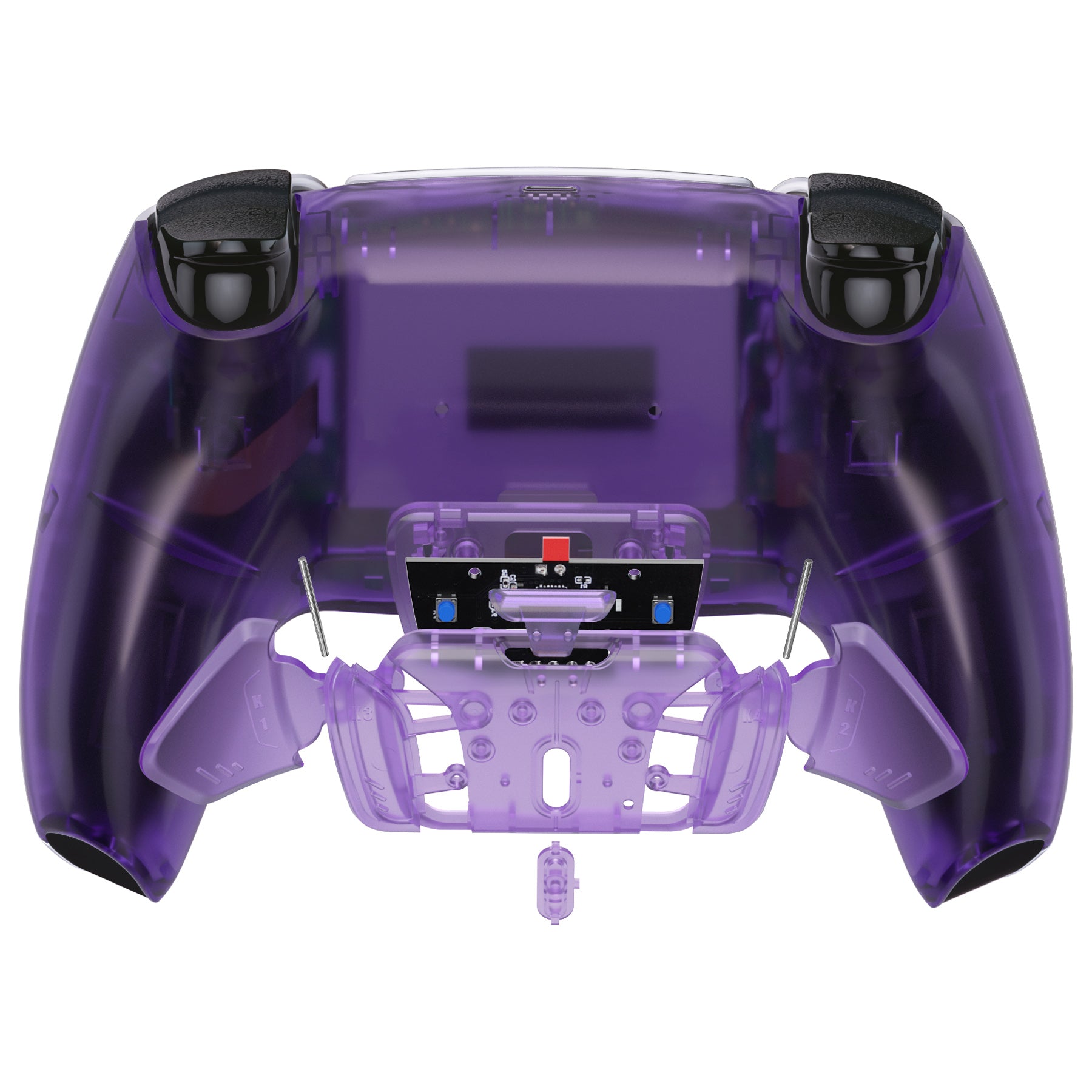 eXtremeRate Retail Clear Atomic Purple Remappable RISE 4.0 Remap Kit for ps5 Controller BDM 010 & BDM 020, Upgrade Board & Redesigned Back Shell & 4 Back Buttons for ps5 Controller - Controller NOT Included - YPFM5002
