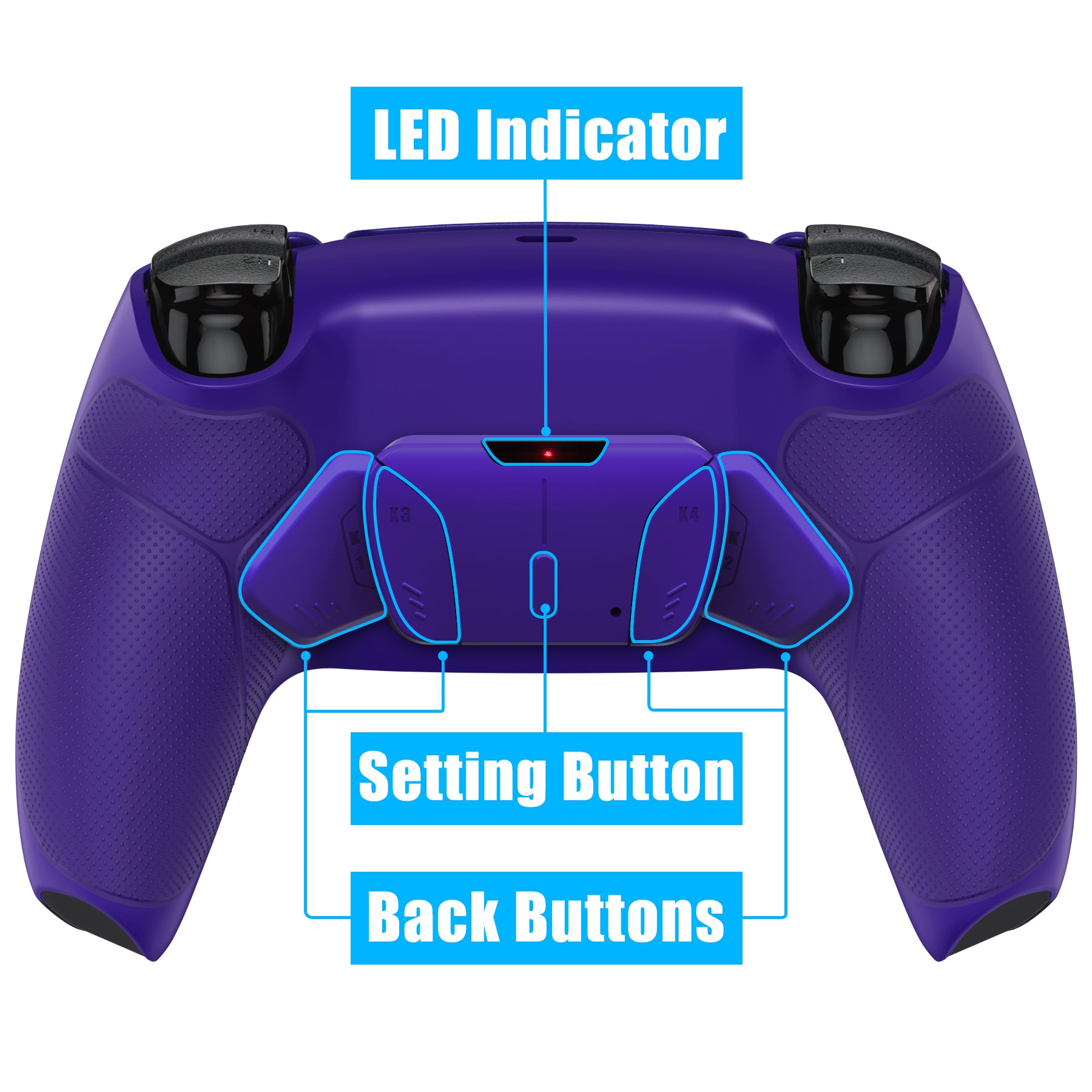 eXtremeRate Retail Galactic Purple Rubberized Grip Remappable RISE 4.0 Remap Kit for PS5 Controller BDM 010 & BDM 020, Upgrade Board & Redesigned Back Shell & 4 Back Buttons for PS5 Controller - Controller NOT Included - YPFU6007