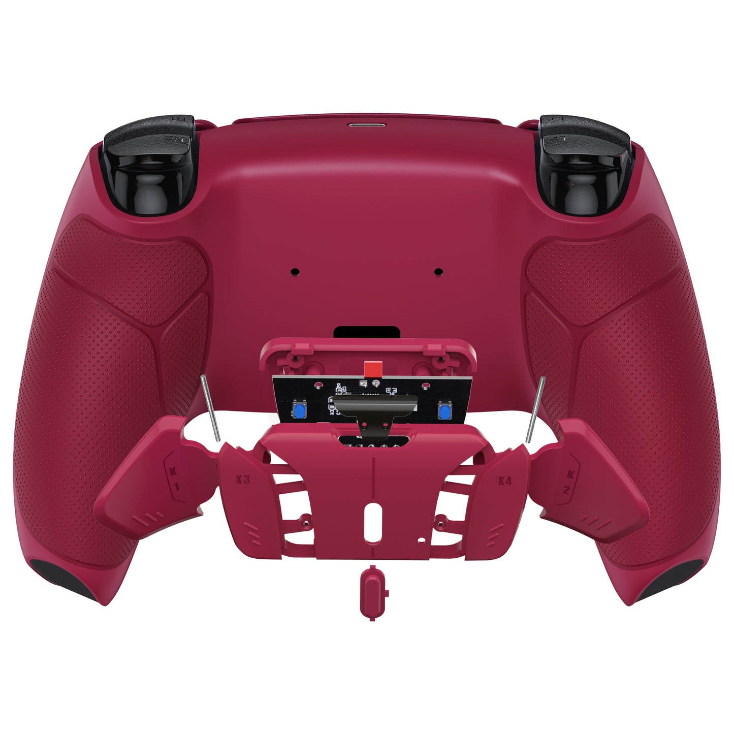 eXtremeRate Retail Cosmic Red Rubberized Grip Remappable RISE 4.0 Remap Kit for PS5 Controller BDM 010 & BDM 020, Upgrade Board & Redesigned Back Shell & 4 Back Buttons for PS5 Controller - Controller NOT Included - YPFU6008