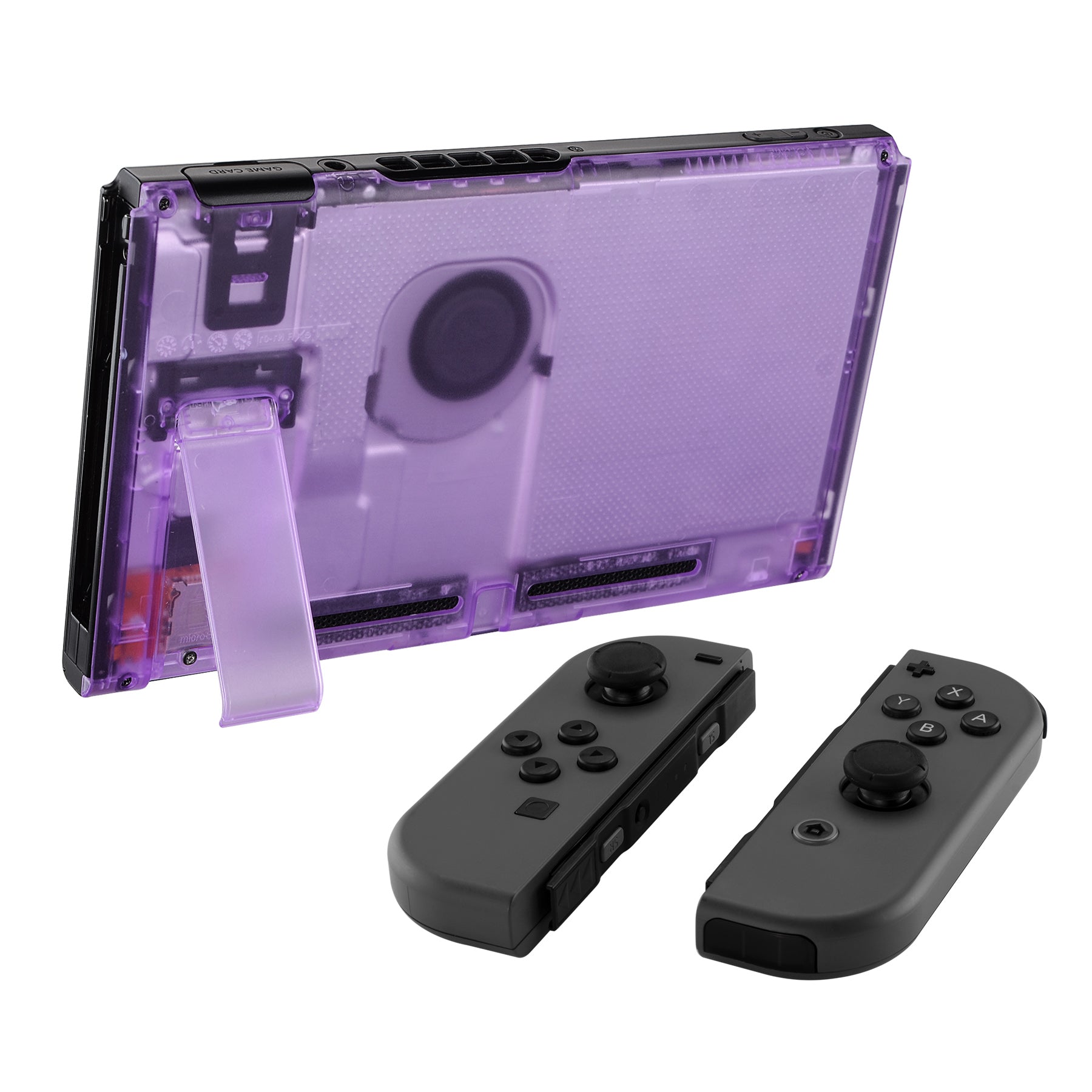 Switchくりさん専用 eXtremeRate Clear Atomic Purple Console Back Plate DIY Replacement