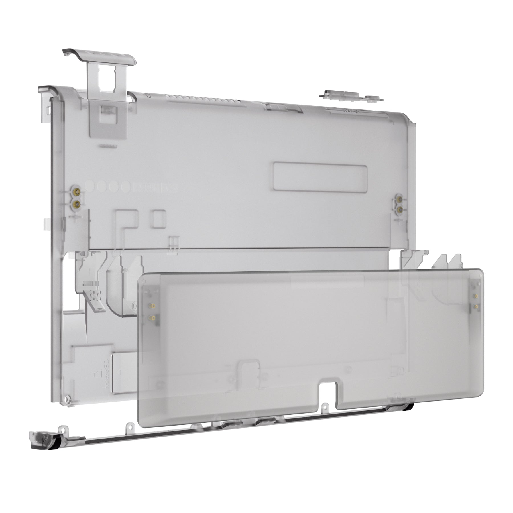 eXtremeRate Retail Clear Black Console Back Plate DIY Replacement Housing Shell Case with Kickstand for Nintendo Switch OLED – Console and Joycon NOT Included - ZNSOM5005