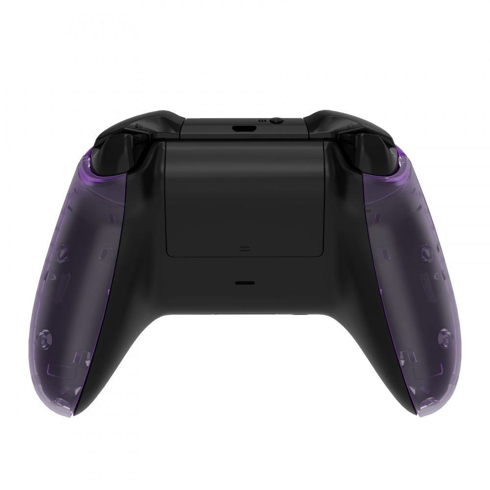 eXtremeRate Transparent Clear Atomic Purple Faceplate Side