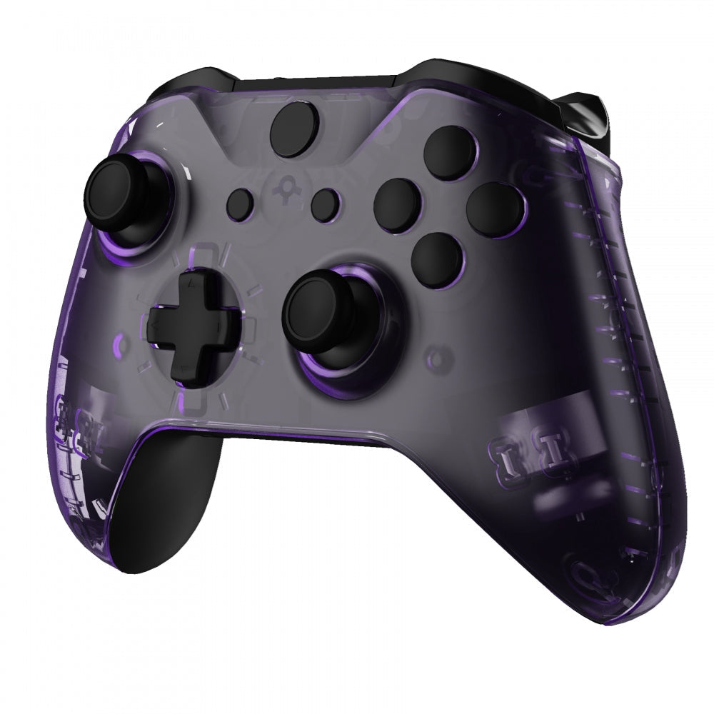 eXtremeRate Transparent Clear Atomic Purple Faceplate Side Rails