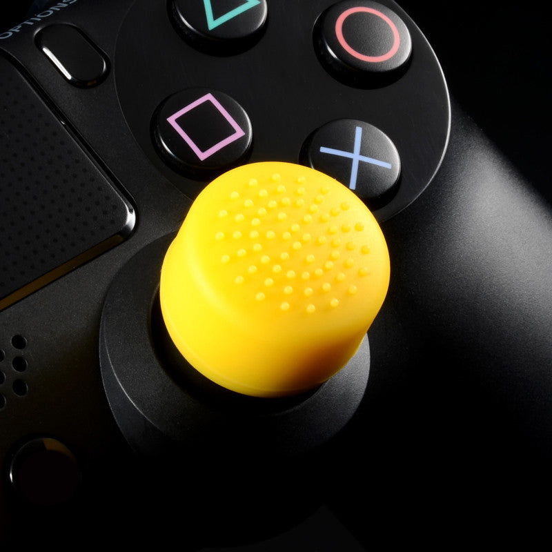 eXtremeRate Retail 8 Yellow Silicone Rubber Precision Platporm Raised Analog Sticks Thumb Grips for ps4 Slim ps4 Pro Thumbsticks -ZXBJ1240